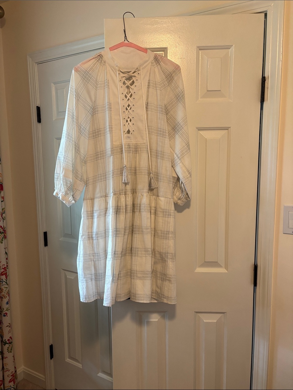 Tory Burch White Dress with Pink Trim